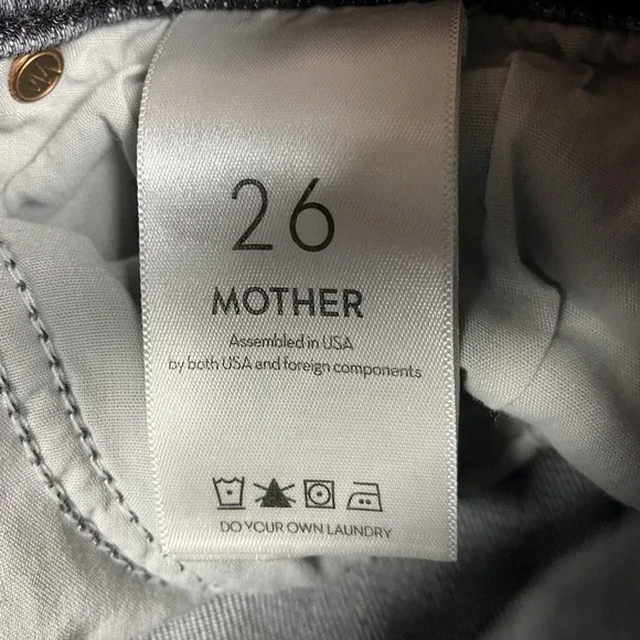 Mother Jeans Womens 26 The Scrapper Cuff Ankle Fray Distressed Black Fade USA - Picture 3 of 13